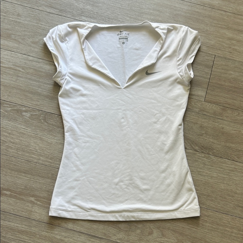 Nike White Dri-FIT Short Sleeve Top